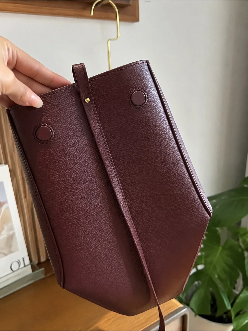 Celine Plum Leather Tote with Matching Pouch